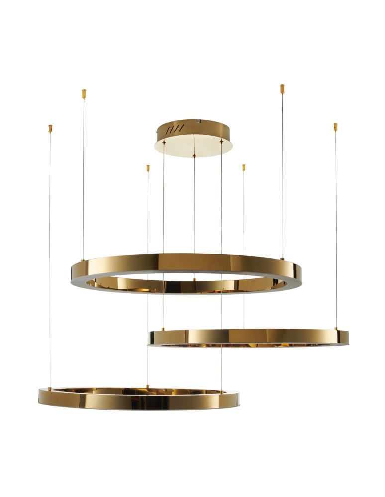 Pendant lamps circles -  Step Into Design CIRCLE 60+80+100 LED pendant lamp gloss gold on 1 soffit DN924-60+80+100 gold - product kolory-swiatla.pl 4