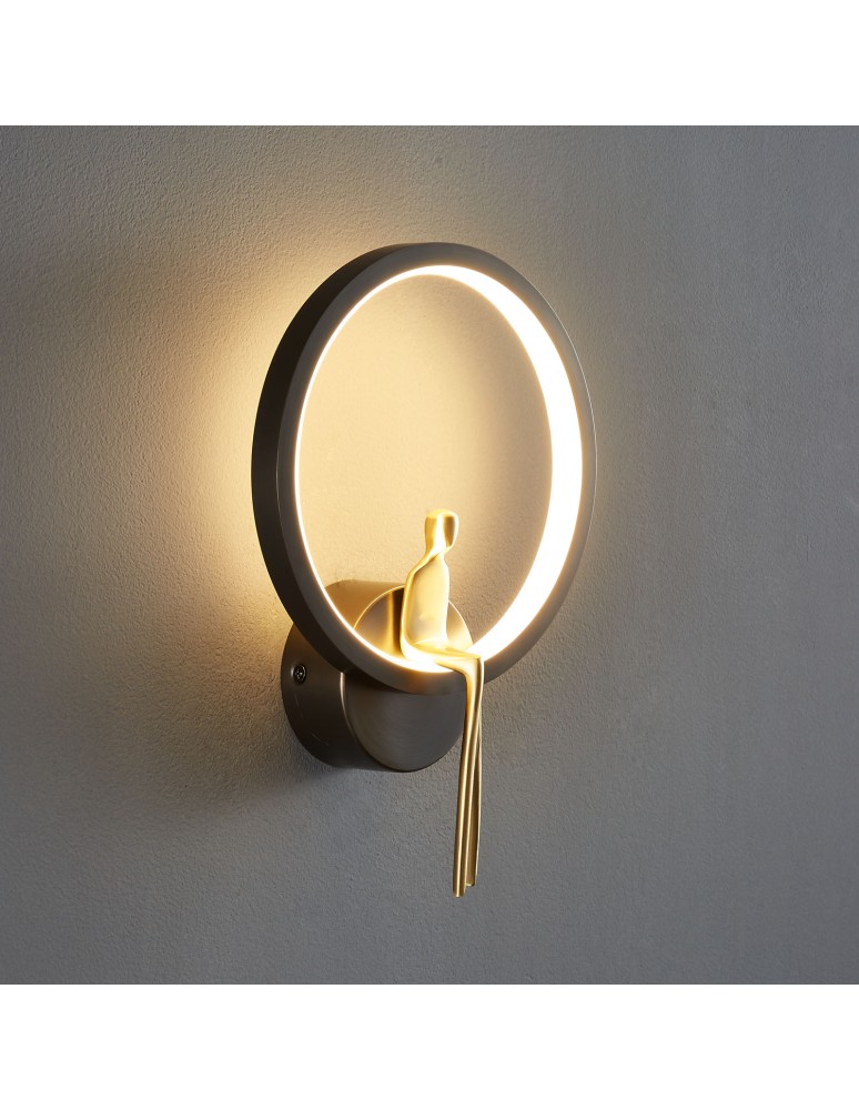 Designer wall lamps -  Step Into Design AMICI RING LED wall lamp black and gold 27 cm ST-B3607 black - product kolory-swiatla.pl 2