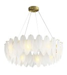 Glamour pendant lamps -  Step Into Design PIUMA pendant lamp brass white 80 cm ST-6289-8 - product 1
