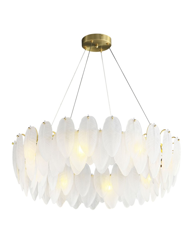 Glamour pendant lamps -  Step Into Design PIUMA pendant lamp brass white 80 cm ST-6289-8 - product kolory-swiatla.pl 1