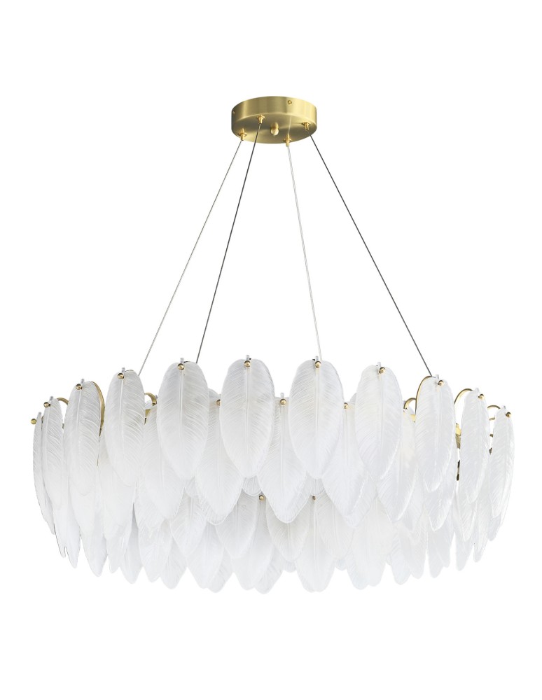 Glamour pendant lamps -  Step Into Design PIUMA pendant lamp brass white 80 cm ST-6289-8 - product kolory-swiatla.pl 2