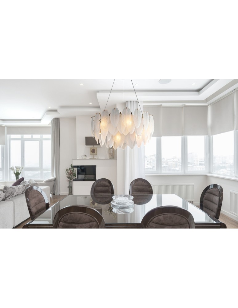 Glamour pendant lamps -  Step Into Design PIUMA pendant lamp brass white 80 cm ST-6289-8 - product kolory-swiatla.pl 3