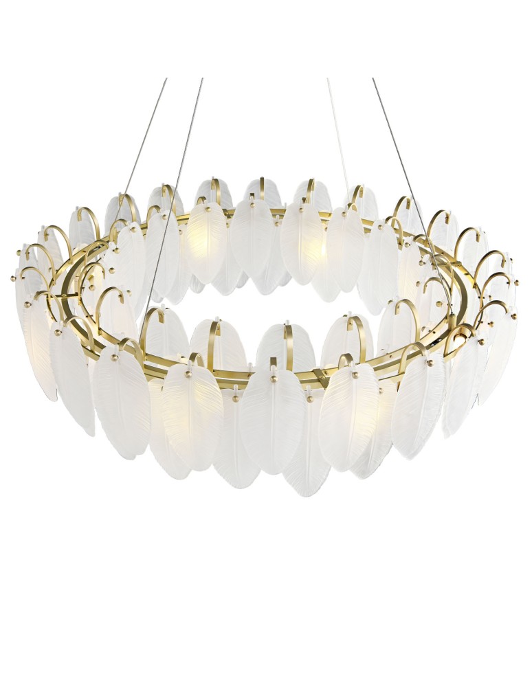 Glamour pendant lamps -  Step Into Design PIUMA pendant lamp brass white 80 cm ST-6289-8 - product kolory-swiatla.pl 4