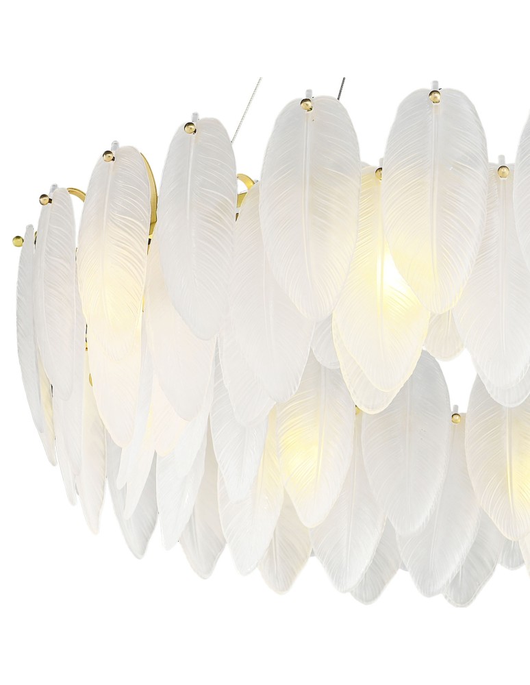 Glamour pendant lamps -  Step Into Design PIUMA pendant lamp brass white 80 cm ST-6289-8 - product kolory-swiatla.pl 5