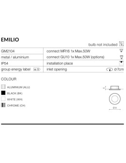 Azzardo EMILIO 1 CHROME 1xGU10 Recessed Chrome IP54 AZ0808 - product 2