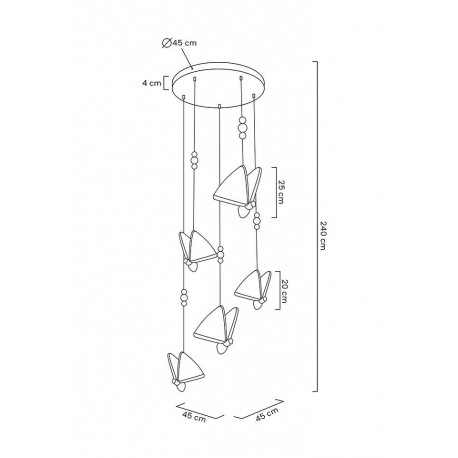 King Home Lampa wisząca BUTTERFLY DISC 5 złota (MSE1501100486)