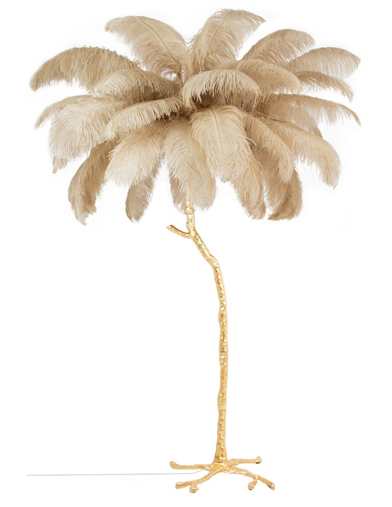 Designer floor lamps - King Home TIFFANY 175 floor lamp beige brass / natural feathers (MSE1501100418) - product kolory-swiatla.pl 1
