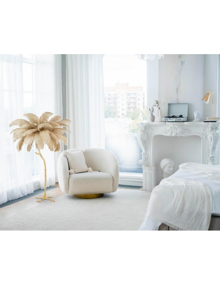 Designer floor lamps - King Home TIFFANY 175 floor lamp beige brass / natural feathers (MSE1501100418) - product kolory-swiatla.pl 2