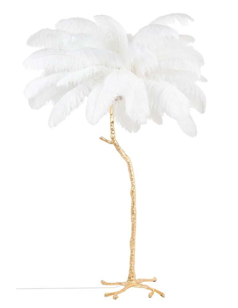 Designer floor lamps - King Home TIFFANY 175 floor lamp white brass/natural feathers (MSE1501100417) - product kolory-swiatla.pl 1