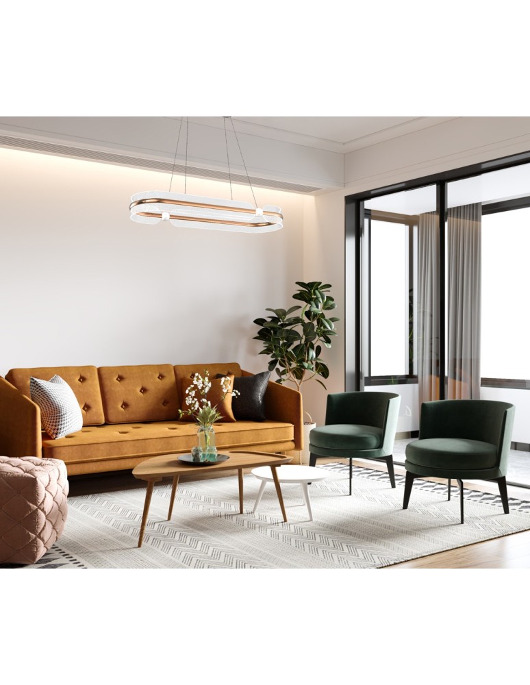 Pendant lamps over the island - Italux Sopla LED Pendant 56W 3900 lm 3000K (Warm White) Gold, White PND-63728-56W-3K-GD - product kolory-swiatla.pl 2