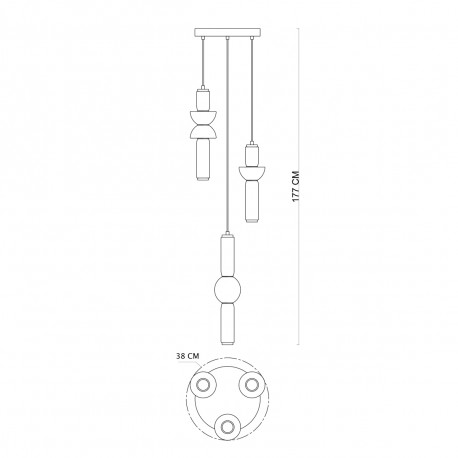 Italux Bruni Wisząca 3xLED 57W 6638 lm 3000K (Ciepła biel) Czarny mat PND-27372-3A-57W-BK