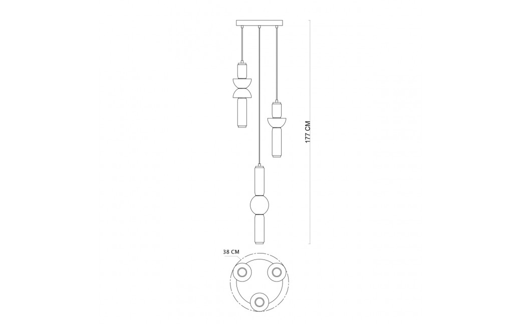 Italux Bruni Wisząca 3xLED 57W 6638 lm 3000K (Ciepła biel) Czarny mat PND-27372-3A-57W-BK