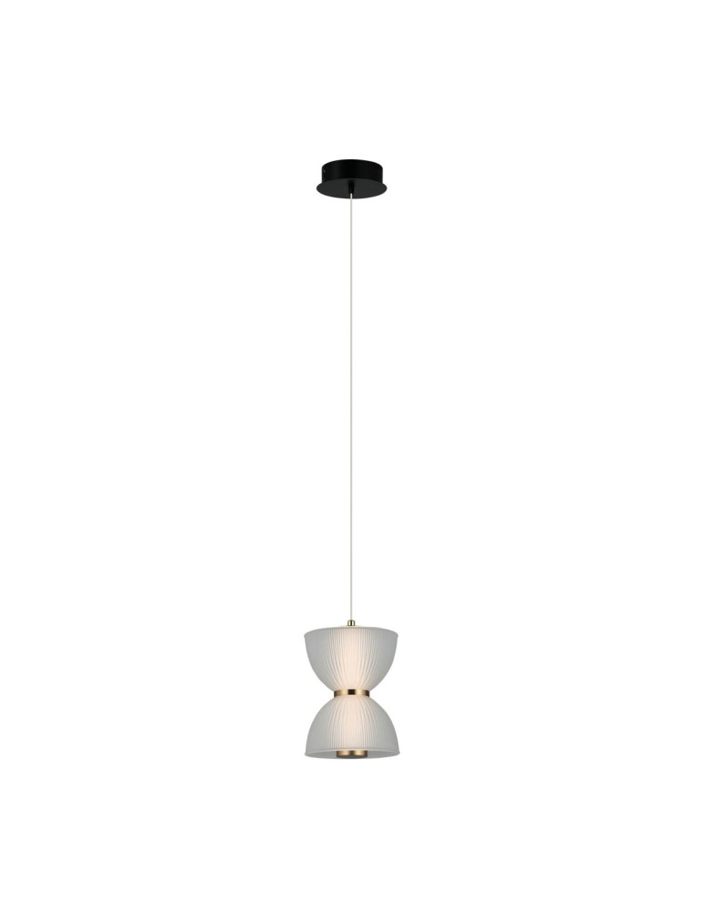 Single pendant lamps - Italux Tica Pendant 1xLED 8W 430 lm 3000K (Warm White) Black, White PND-83949-1-BK - product kolory-swiatla.pl 1