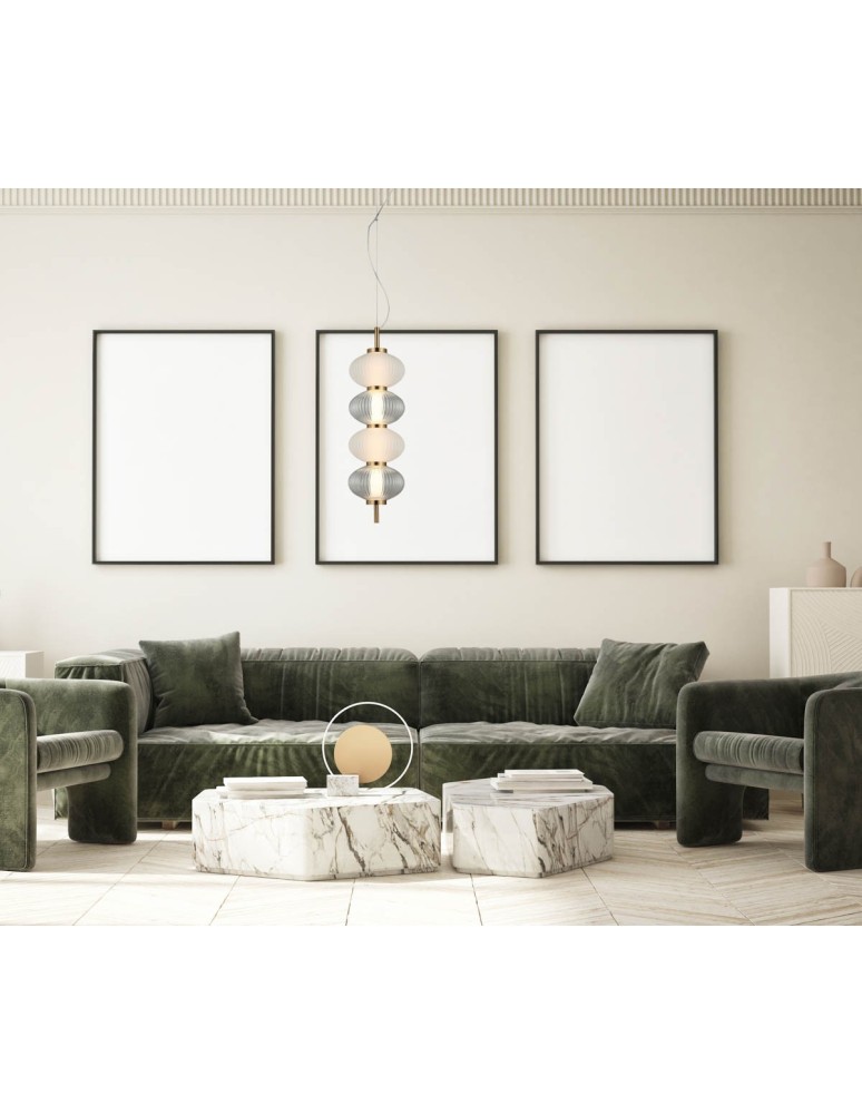 Single pendant lamps - Italux Testa Pendant 4xLED 16W 1000 lm 3000K (Warm White) Black, white, transparent PND-84938-4V-BK - product kolory-swiatla.pl 2