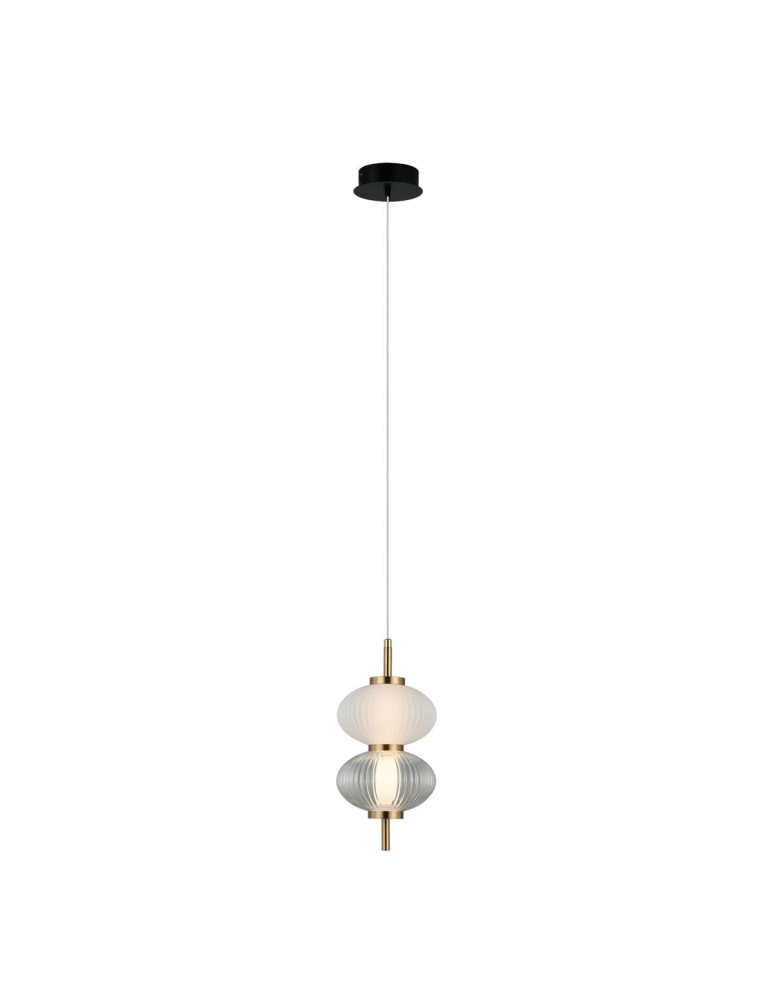 Single pendant lamps - Italux Testa Pendant 1xLED 8W 500 lm 3000K (Warm White) Black, white, transparent PND-84938-2-BK - product kolory-swiatla.pl 1