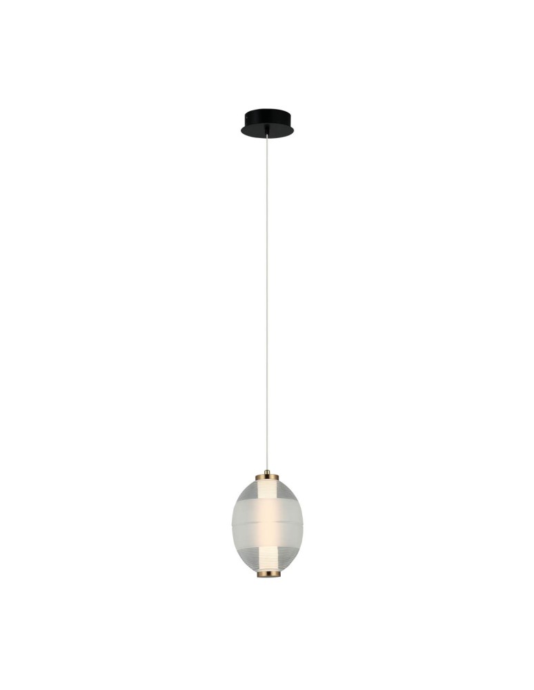 Single pendant lamps - Italux Rinot Pendant 1xLED 8W 500 lm 3000K (Warm White) Black, White, Transparent PND-45372-1-WH-CL - product kolory-swiatla.pl 1