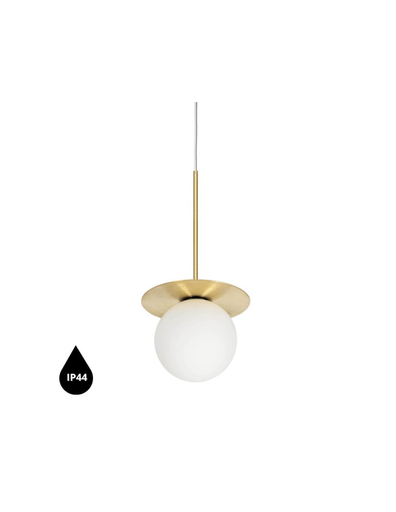 Pendant lamps - UMMO BORRA B white and brass ceiling pendant lamp with IP44 increased waterproofing BRB131PS0 - product kolory-swiatla.pl 1