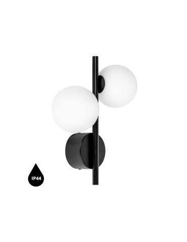 UMMO DIPLO A black wall lamp / wall sconce with increased IP44 waterproofing DLA220S0