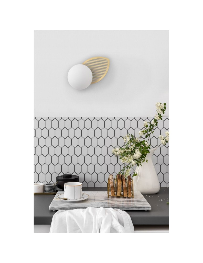 Bathroom wall lamps - UMMO FYLLO B brass wall lamp / wall sconce with increased IP44 waterproofing FYB130S0 - product kolory-swiatla.pl 2