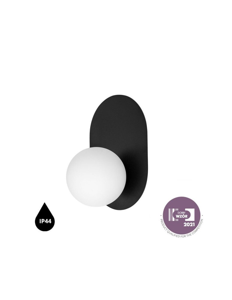 Bathroom wall lamps - UMMO HANEA black wall lamp / wall sconce with increased IP44 waterproofing HA0120S0 - product kolory-swiatla.pl 1
