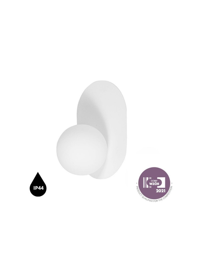 Bathroom wall lamps - UMMO HANEA white wall lamp / wall sconce with increased IP44 tightness HA0110S0 - product kolory-swiatla.pl 1