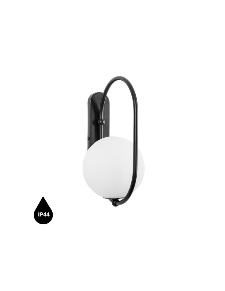Bathroom wall lamps - UMMO KOBAN D black wall lamp / wall sconce with increased IP44 waterproofing KOD120S0 - product kolory-swiatla.pl 1