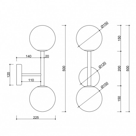 UMMO KOP B czarna lampa ścienna / kinkiet z podwyższoną szczelnością IP44 KPB220S0