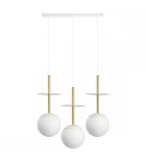 Pendant lamps - UMMO PLAAT A 3L white triple ceiling lamp with brass PLL331P0. - product 1