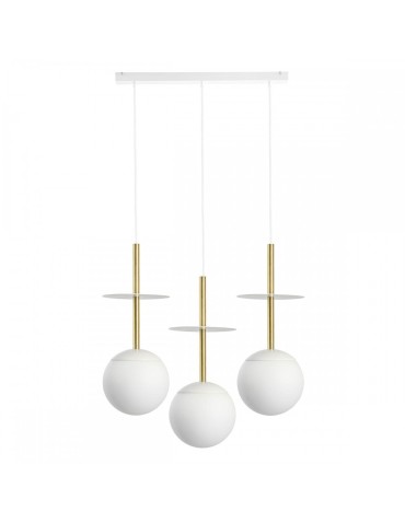 UMMO PLAAT A 3L white triple ceiling lamp with brass PLL331P0.