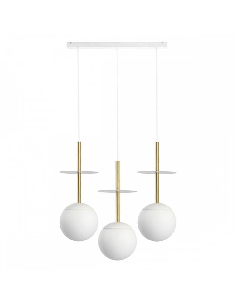 Pendant lamps - UMMO PLAAT A 3L white triple ceiling lamp with brass PLL331P0. - product kolory-swiatla.pl 1
