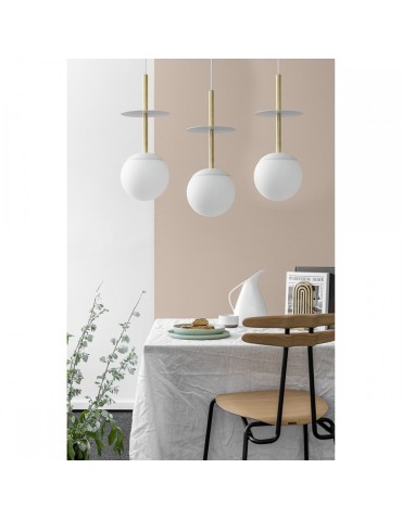UMMO PLAAT A 3L white triple ceiling lamp with brass PLL331P0. - product 2