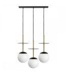 Pendant lamps - UMMO PLAAT A 3L black triple ceiling lamp with brass PLL332P0. - product 1