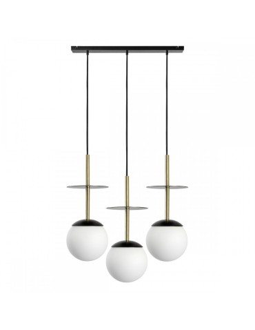 UMMO PLAAT A 3L black triple ceiling lamp with brass PLL332P0.