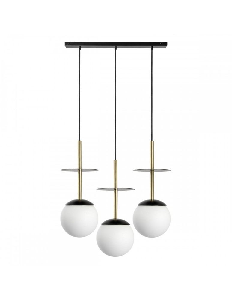 Pendant lamps - UMMO PLAAT A 3L black triple ceiling lamp with brass PLL332P0. - product kolory-swiatla.pl 1