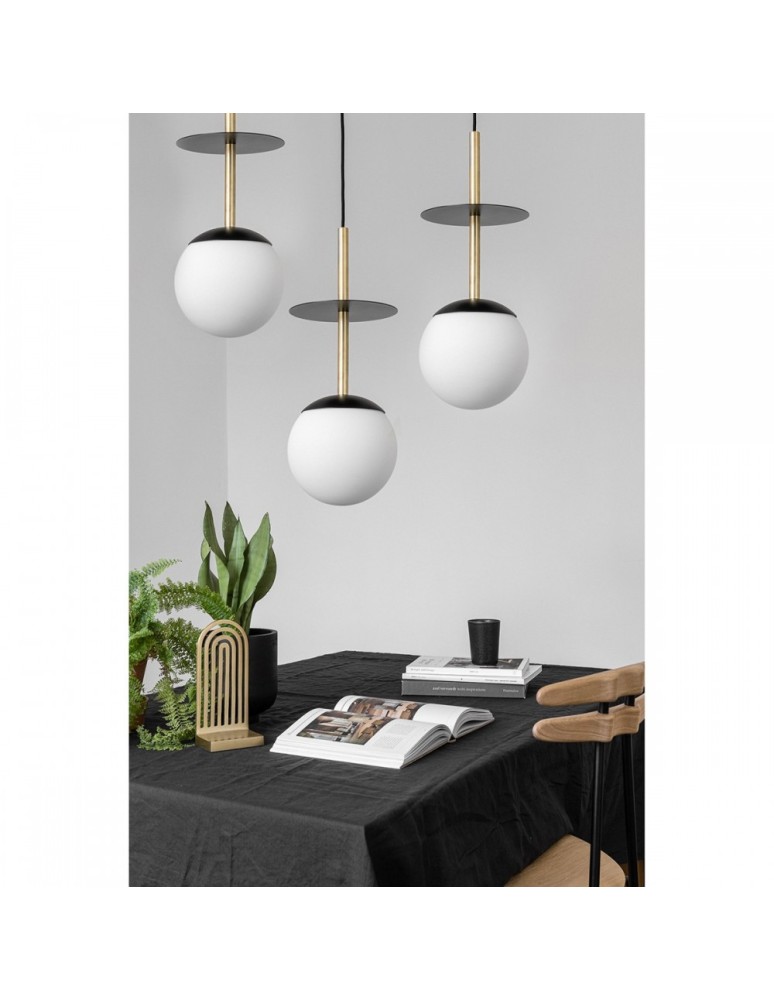Pendant lamps - UMMO PLAAT A 3L black triple ceiling lamp with brass PLL332P0. - product kolory-swiatla.pl 2