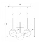 Pendant lamps - UMMO PLAAT A 3L black triple ceiling lamp with brass PLL332P0. - product 3