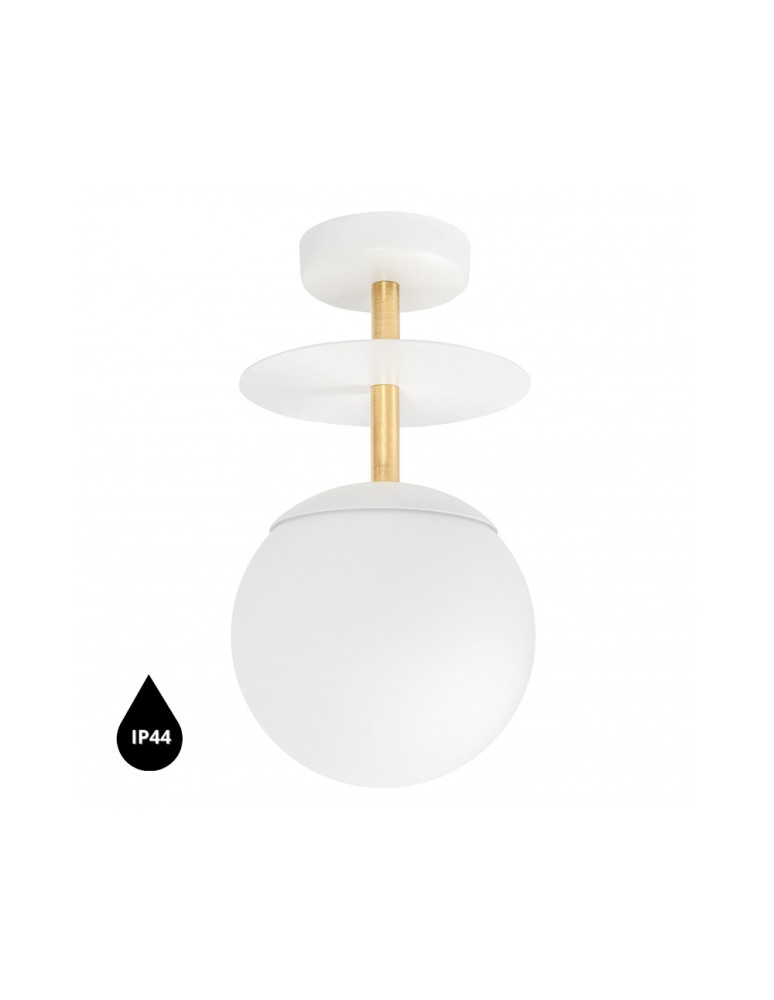 Bathroom ceiling lamps - UMMO PLAAT B white brass ceiling lamp / plafond with increased IP44 waterproofing PLB113S3 - product kolory-swiatla.pl 1