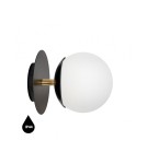 Bathroom wall lamps - UMMO PLAAT C black wall lamp / wall sconce with brass with increased IP44 waterproofing PLC123S0 - product 1