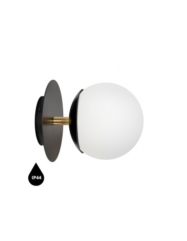 UMMO PLAAT C black wall lamp / wall sconce with brass with increased IP44 waterproofing PLC123S0