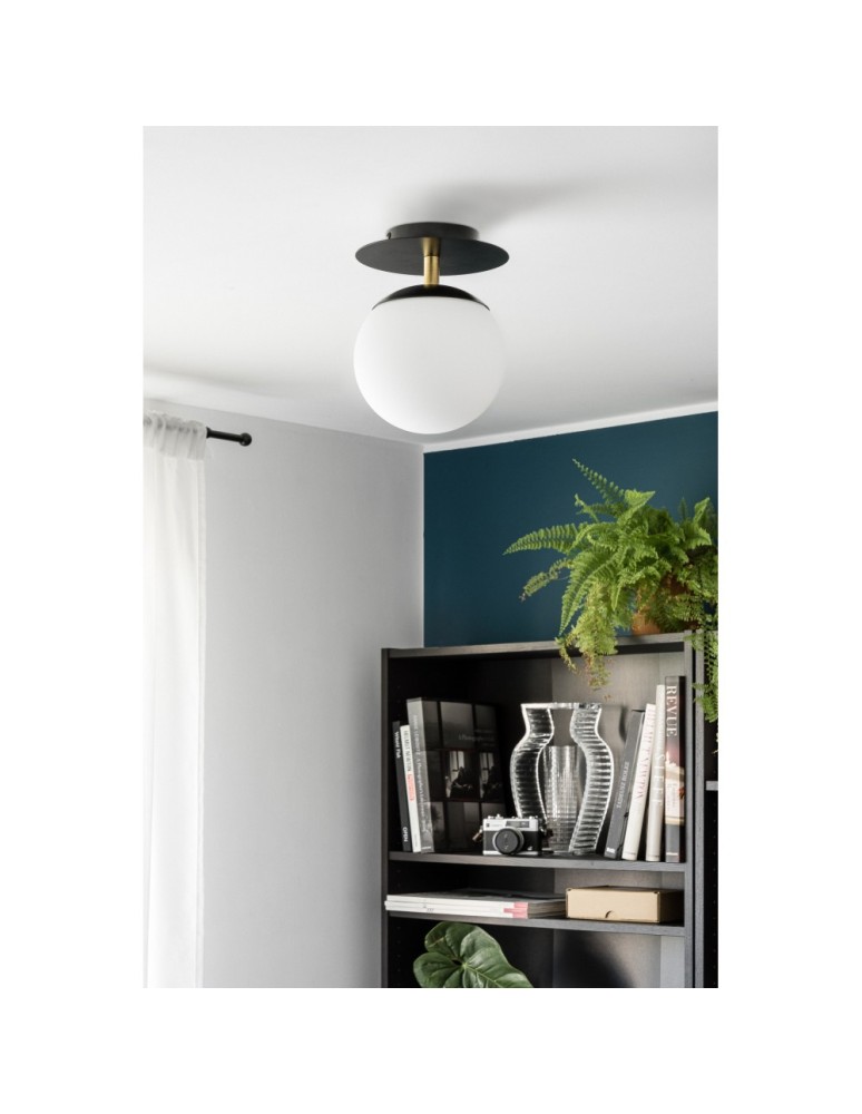 Bathroom wall lamps - UMMO PLAAT C black wall lamp / wall sconce with brass with increased IP44 waterproofing PLC123S0 - product kolory-swiatla.pl 2