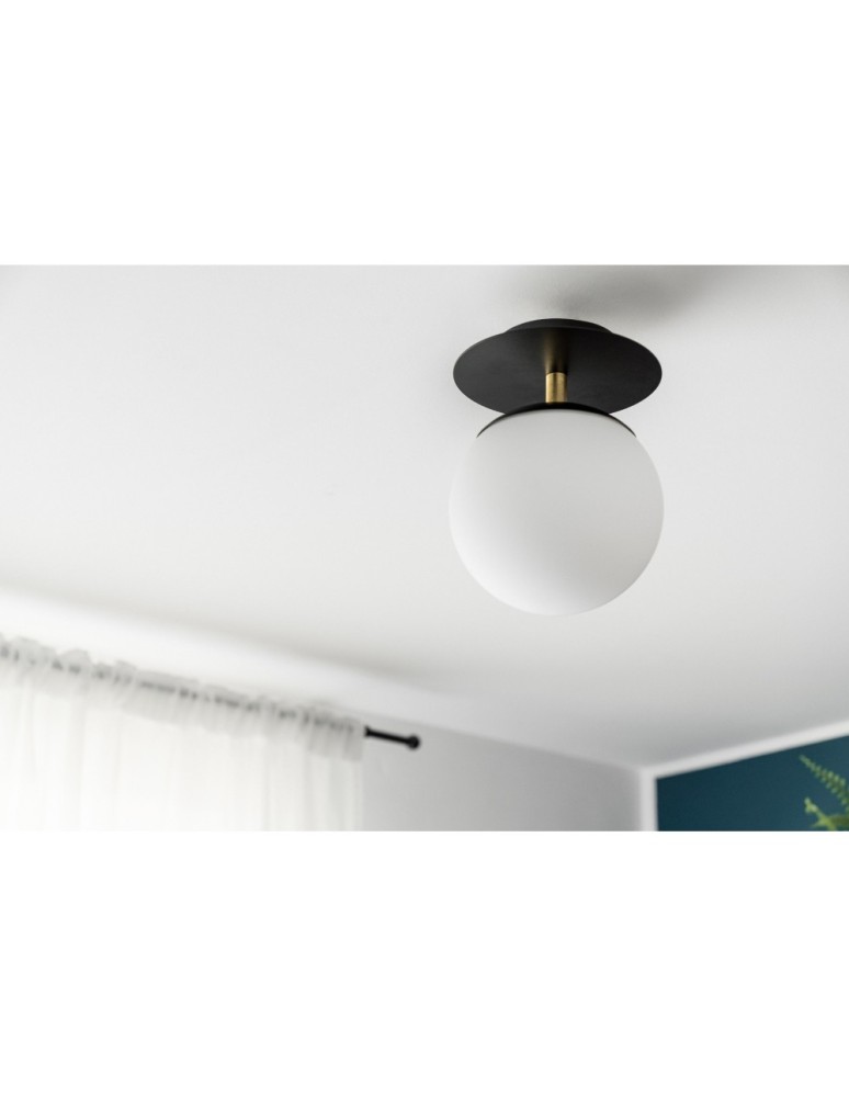 Bathroom wall lamps - UMMO PLAAT C black wall lamp / wall sconce with brass with increased IP44 waterproofing PLC123S0 - product kolory-swiatla.pl 3