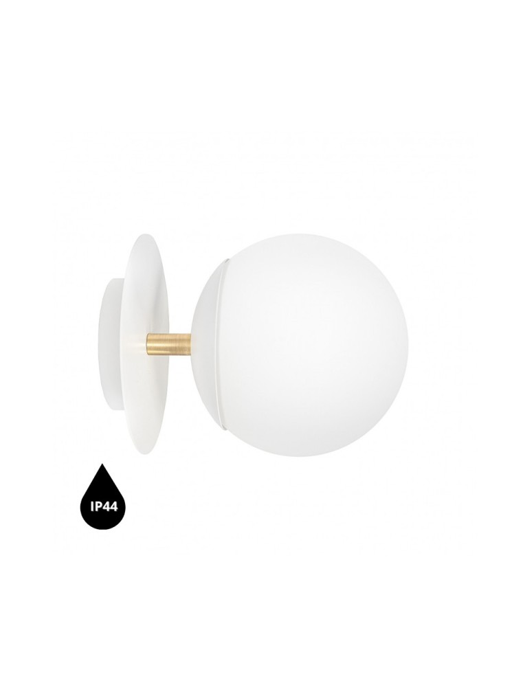 Bathroom wall lamps - UMMO PLAAT C white wall lamp / wall sconce with brass with increased IP44 waterproofing PLC113S0 - product kolory-swiatla.pl 1
