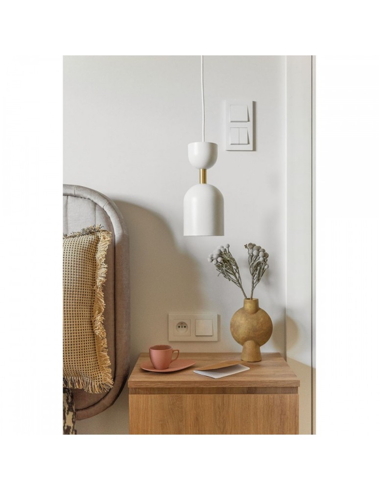 Pendant lamps - UMMO SUPURU white ceiling pendant lamp with brass tube SUA131P0 - product kolory-swiatla.pl 2