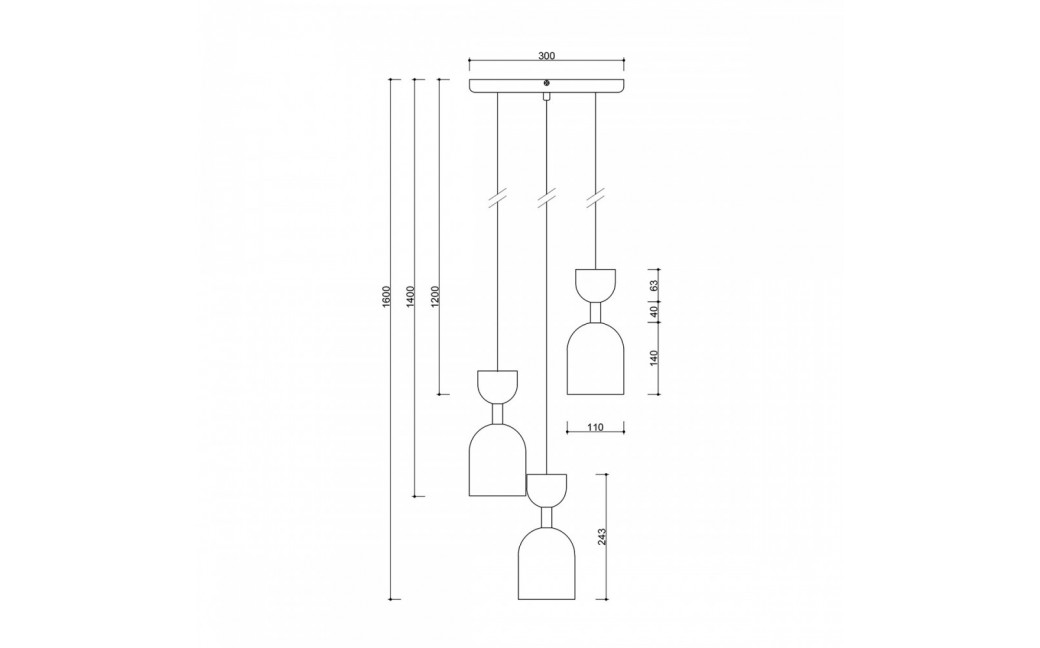 UMMO SUPURU 3P czarna lampa wisząca / plafon SUP322P3