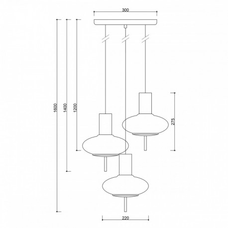 UMMO TORNI A 3P czarna lampa wisząca / plafon TOP322P3