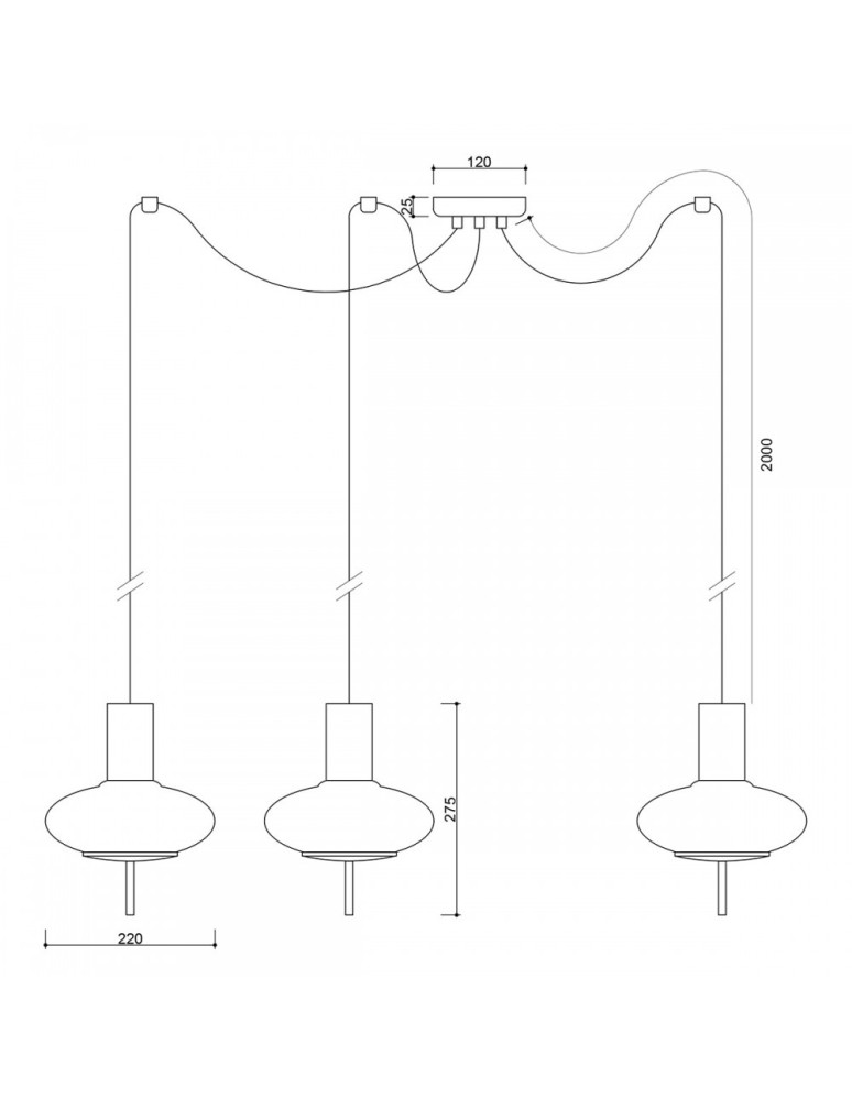 Pendant lamps - UMMO TORNI A3 white triple ceiling lamp TOM311P2 - product kolory-swiatla.pl 3