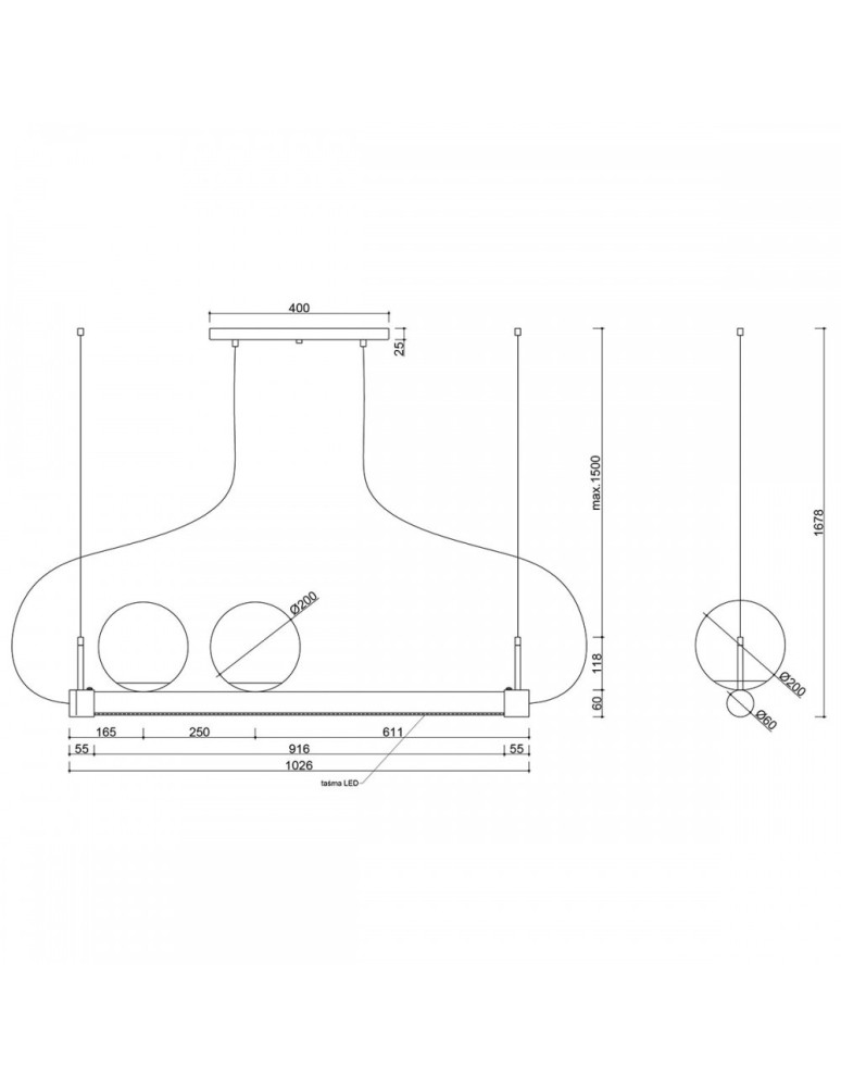 Pendant lamps - UMMO LIGNE black pendant lamp with LED strip LIG222P61 - product kolory-swiatla.pl 7