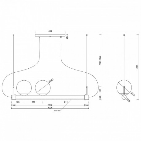 UMMO LIGNE czarna lampa wisząca z taśmą LED LIG222P61