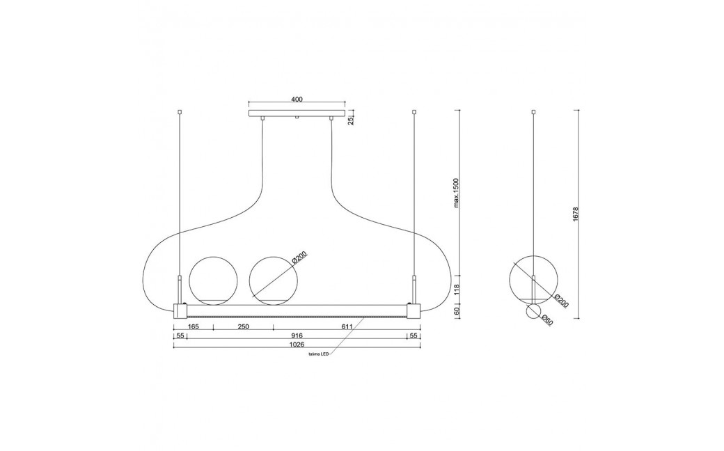 UMMO LIGNE biała lampa wisząca z taśmą LED LIG211P61