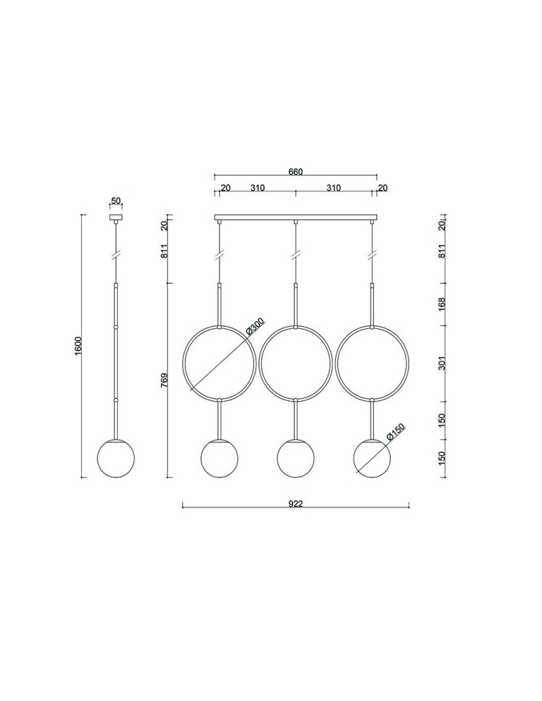 Pendant lamps - UMMO ISUULLA C white triple ceiling lamp ISC311P0. - product kolory-swiatla.pl 3